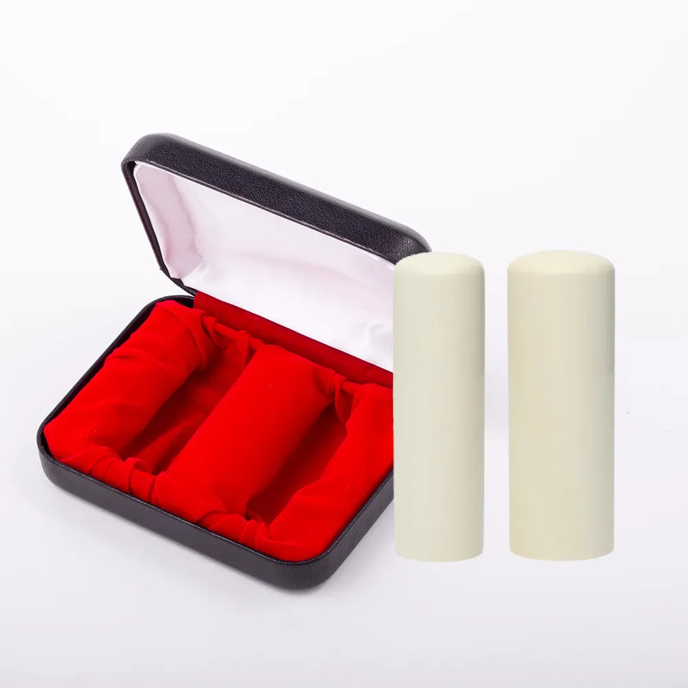 【法人印鑑2本セット】 マンモス 実印(丸棒 18mm) 銀行印(丸棒 16.5mm) 印鑑ケース付