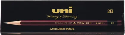 三菱鉛筆 ユニ (uni) 鉛筆 紙箱 [uni-K] 1ダース（12本入） [硬度：2H/H/HB/B/2B]