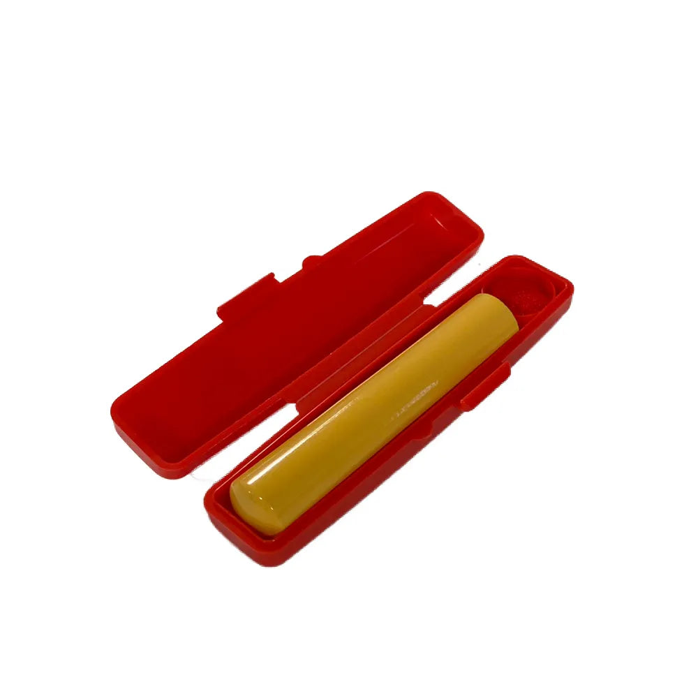 【木の印鑑】 丸棒／天然あかね ソフト印鑑ケース付 赤