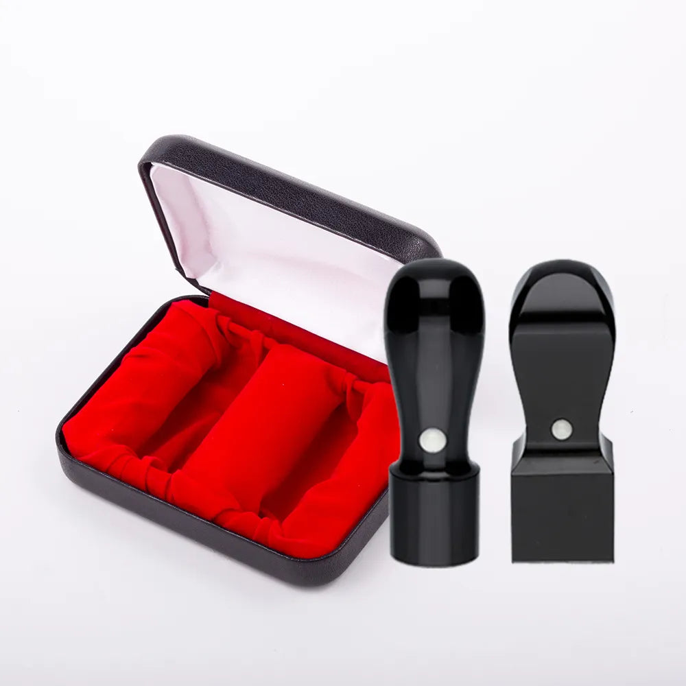 【法人印鑑2本セット】 黒水牛 実印（天丸 18mm） 認印（角印 21mm） 印鑑ケース付